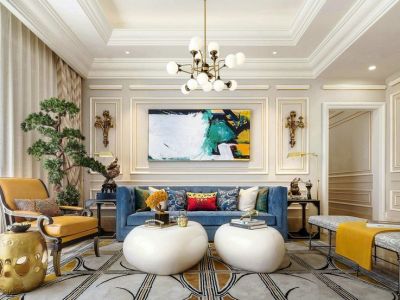 华夏·澜台府美式风格129平米装修案例