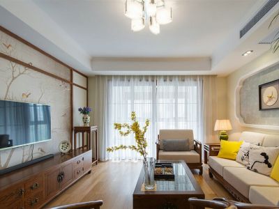 城建琥珀东华府107平米中式风格三室两厅装修案例