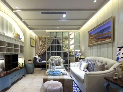 恒大中央公园101平米地中海风格三室两厅装修案例