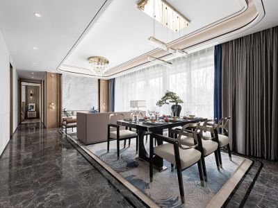 万科·雨悦光年新中式风格125平米装修案例