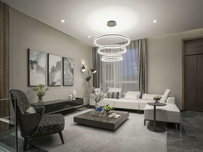 东湖天下105平现代风格三居室装修案例