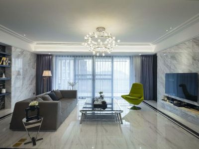 荣和山水绿城128平现代风格三居室装修案例