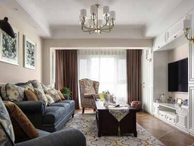 中铁阅山湖C组团119平米美式风格三室两厅装修案例