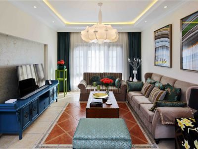 新世界观澜123平米混搭风格三室两厅装修案例